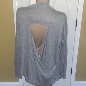 Zella Gray Cardigan Yoga Wrap, Keyhole in Back & Thumbholes, L